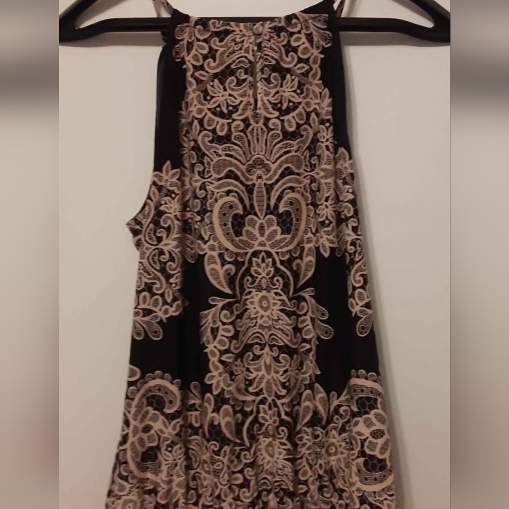🖤🌸✨ STUNNING LACE-PRINT BEADED HALTER BLOUSE 💎🌺🔥 SIZE 12 (L) 🌸🖤